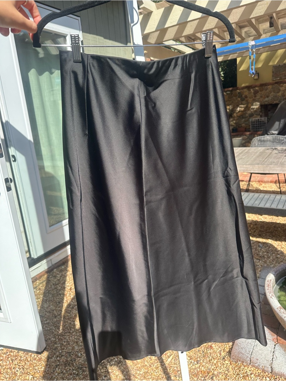 Black Satin A-Line Women's Skirt Dress